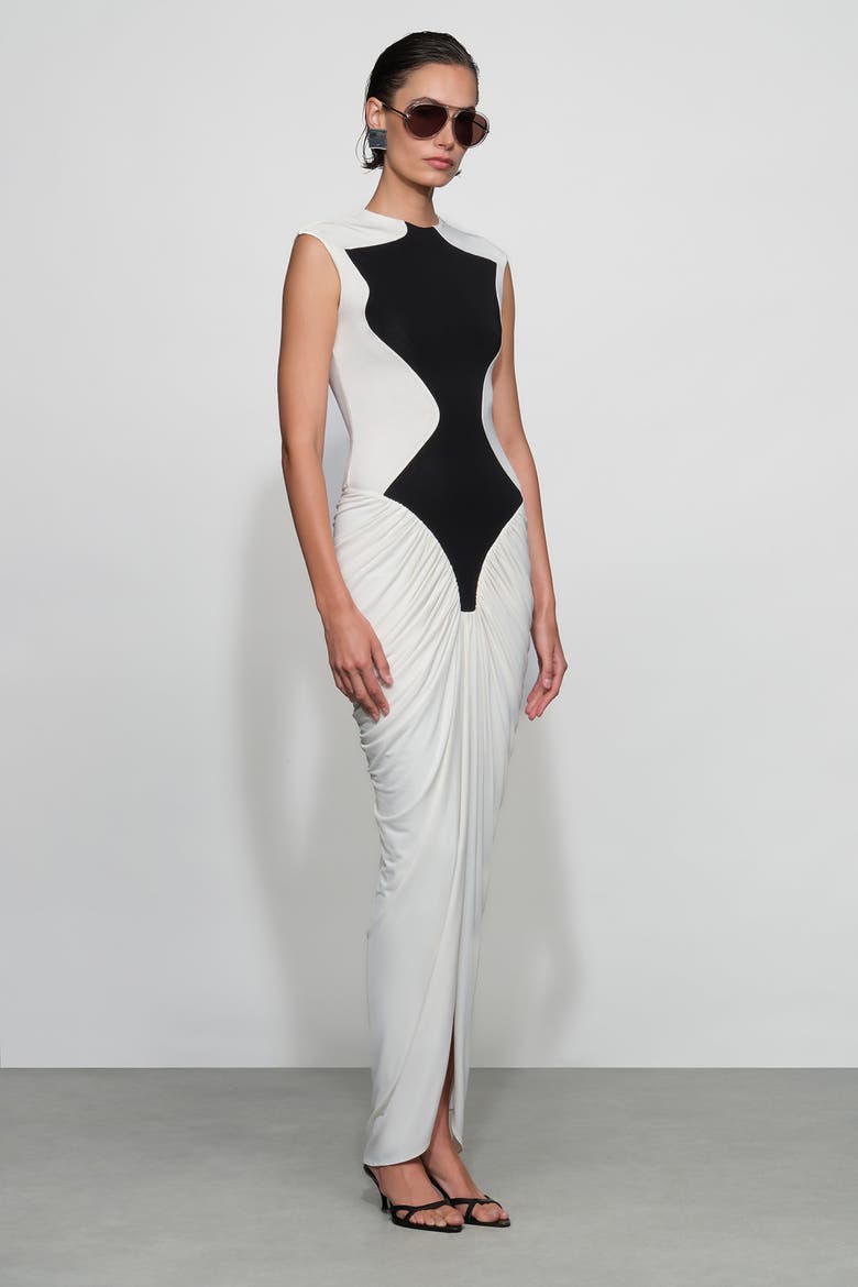 Dion Midi Dress, Alternate, color, Ivory/Black