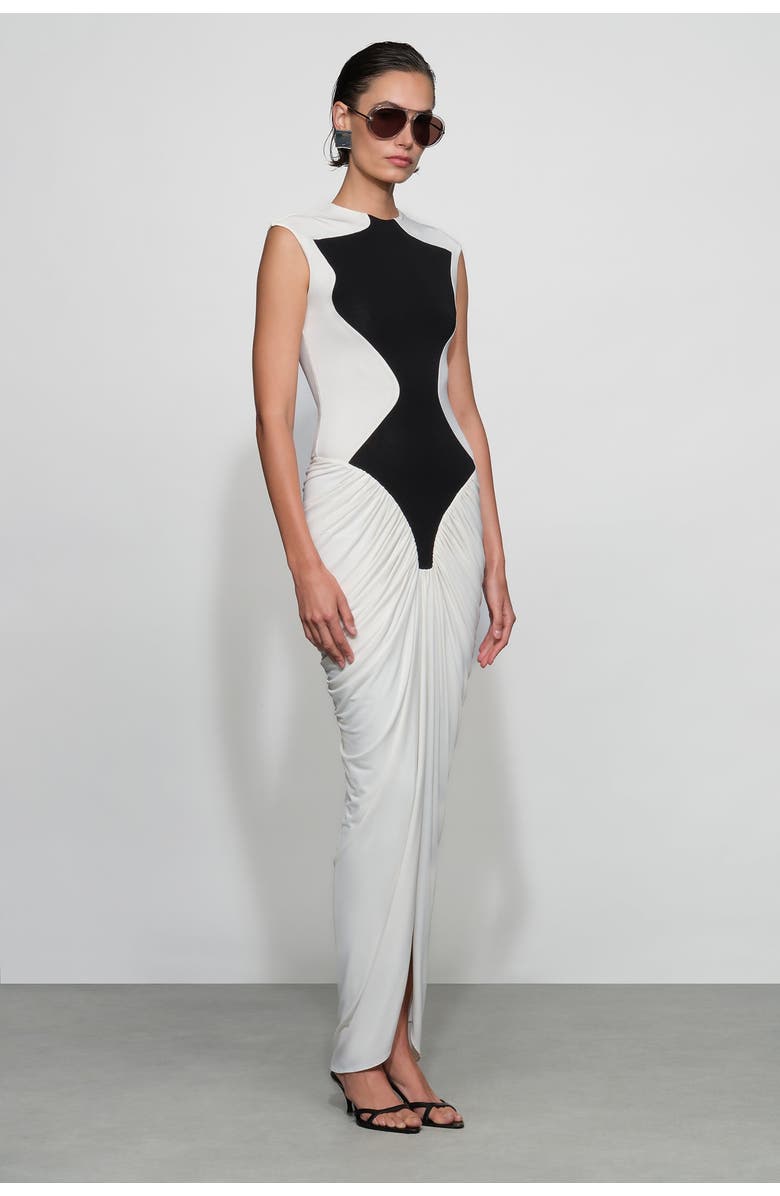 Et Ochs Dion Midi Dress, Alternate, color, Ivory/Black
