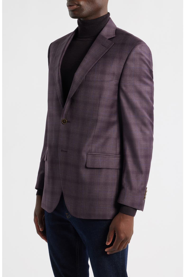 Flynn Classic Fit Ombré Check Wool Sport Coat, Alternate, color, DARK RED