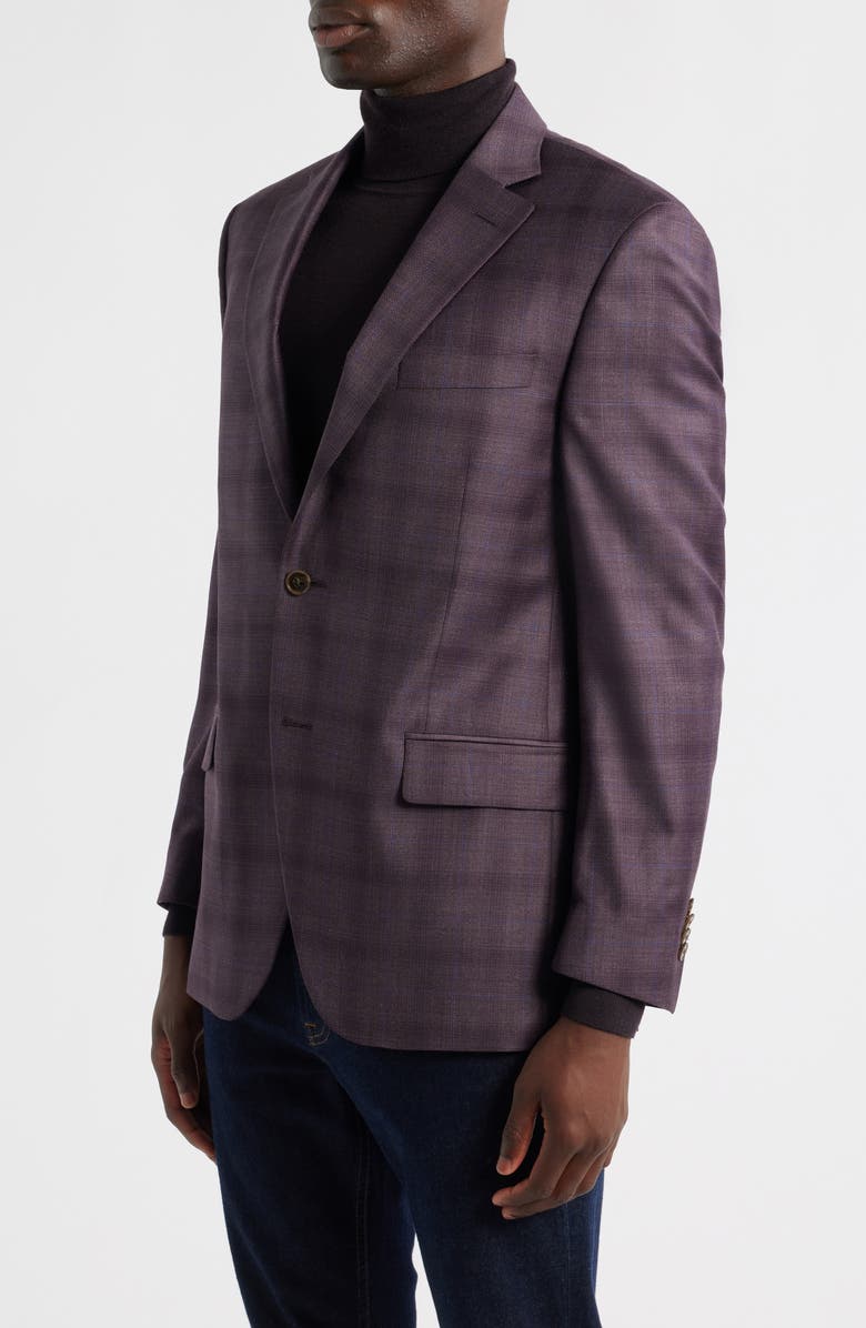 Peter Millar Flynn Classic Fit Ombré Check Wool Sport Coat, Alternate, color, Dark Red