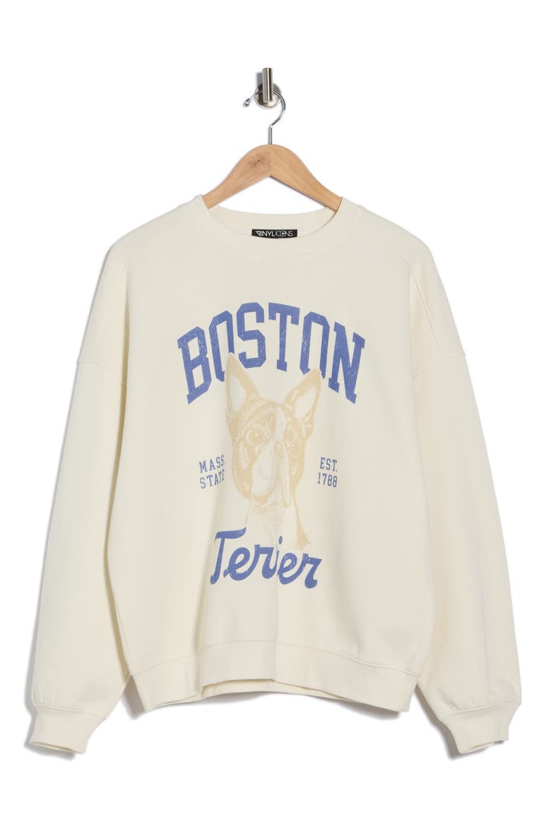 Boston Terrier Fleece Sweatshirt, Alternate, color, MARSHMALLOW