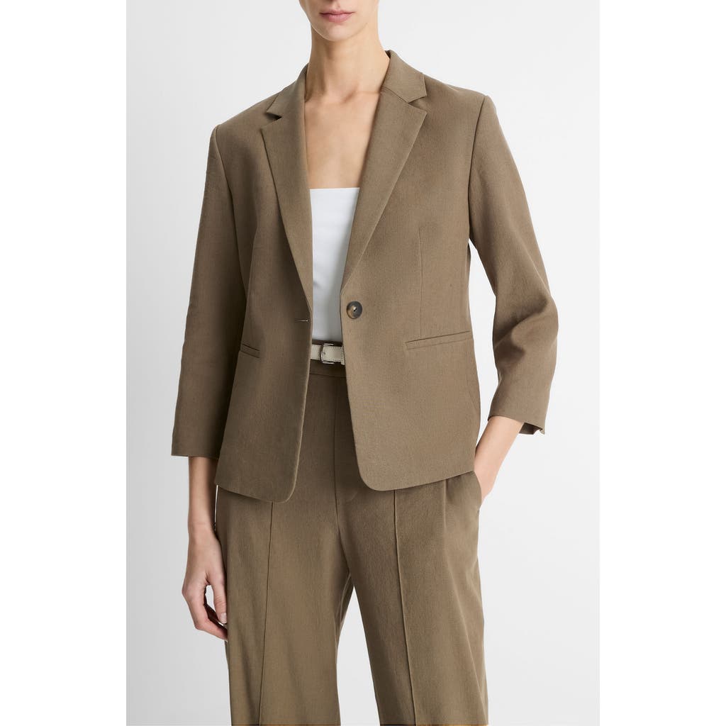 Shop Vince Shrunken Blazer In Moss Smoke
