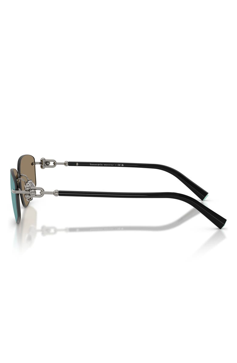 Tiffany & Co. 59mm Irregular Rectangular Sunglasses, Alternate, color, Gunmetal / Grey Mirror Blue