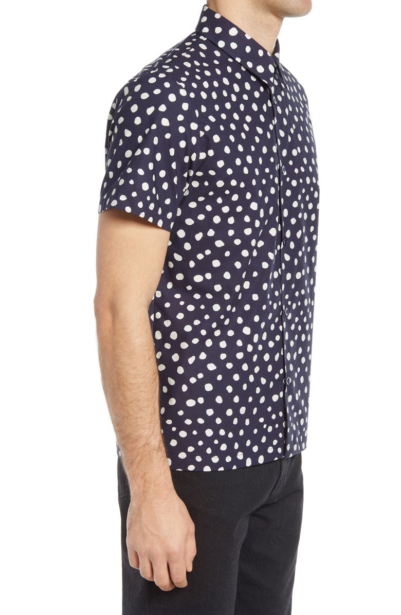 A.P.C. Leandre Dot Print Short Sleeve Button-Up Shirt, Alternate, color,