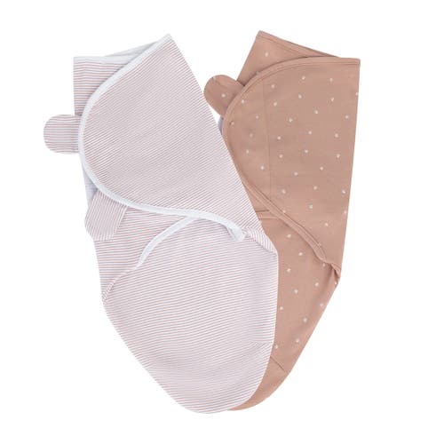 Ely's & Co. Adjustable Swaddle Blanket 2 Pack in Mauve Tulips & Stripes  product