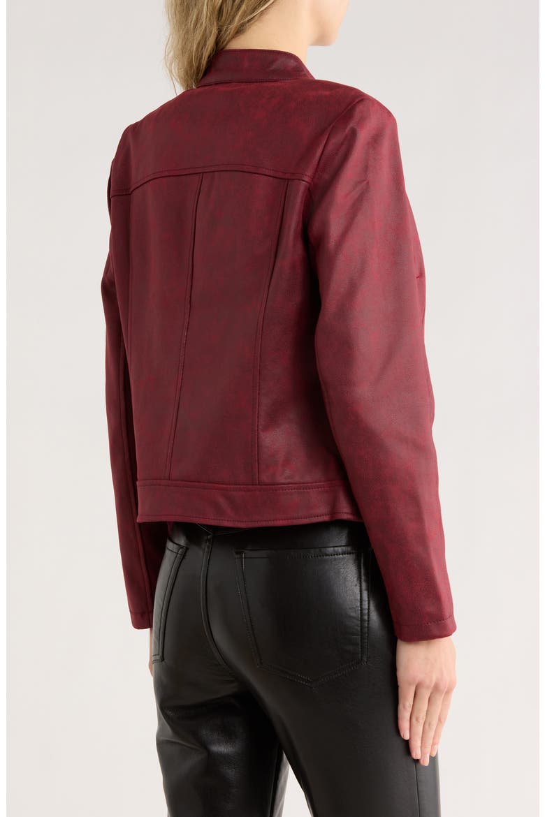 Woven Faux Leather Jacket, Alternate, color, BURGUNDY