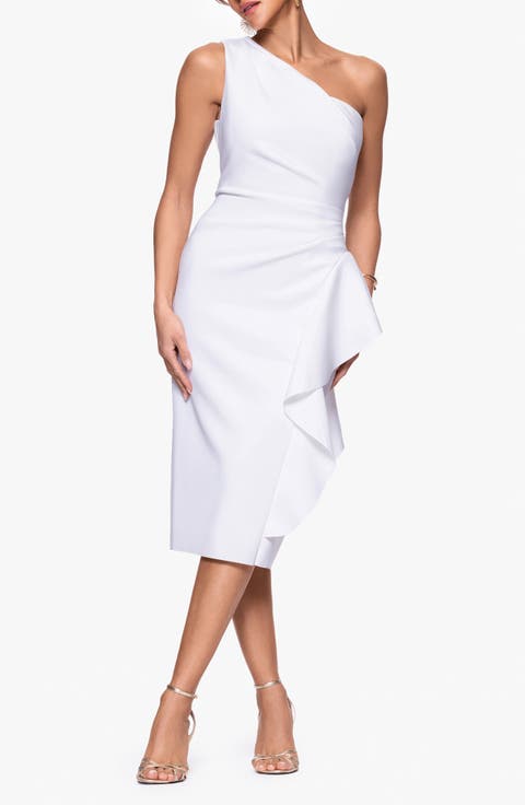 Gathered One-Shoulder Cocktail Dress