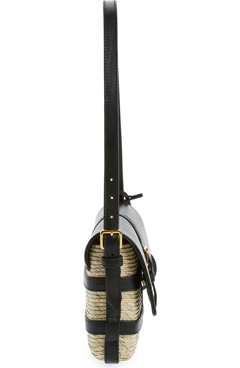 Altuzarra Watermill Flap Leather & Woven Palm Shoulder Bag, Alternate, color,