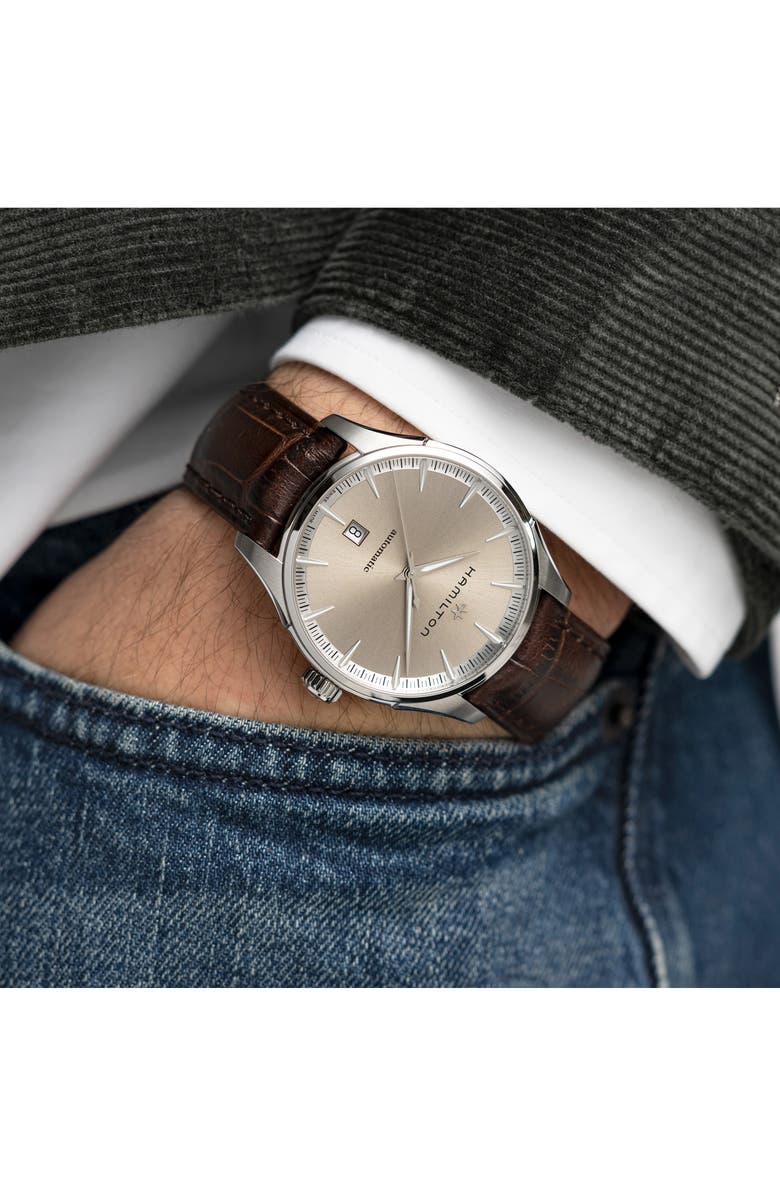 Hamilton Jazzmaster Automatic Leather Strap Watch, 40mm, Alternate, color,
