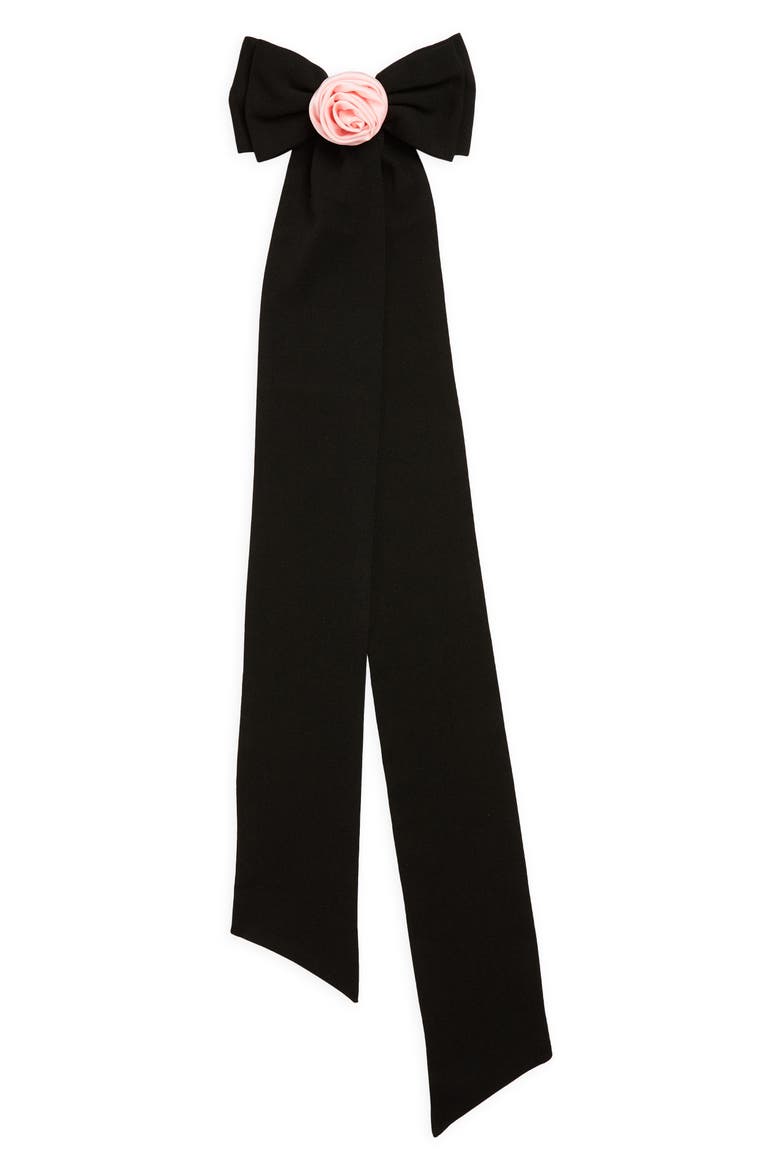 Rosette Bow Barrette (Nordstrom Exclusive), Main, color, BLACK