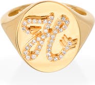 Adina Reyter Pavé Diamond Initial Signet Ring