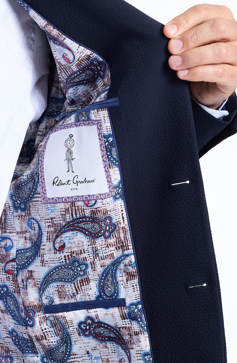 Robert Graham Harston Tailored Fit Navy Seersucker Sport Coat, Alternate, color, Navy