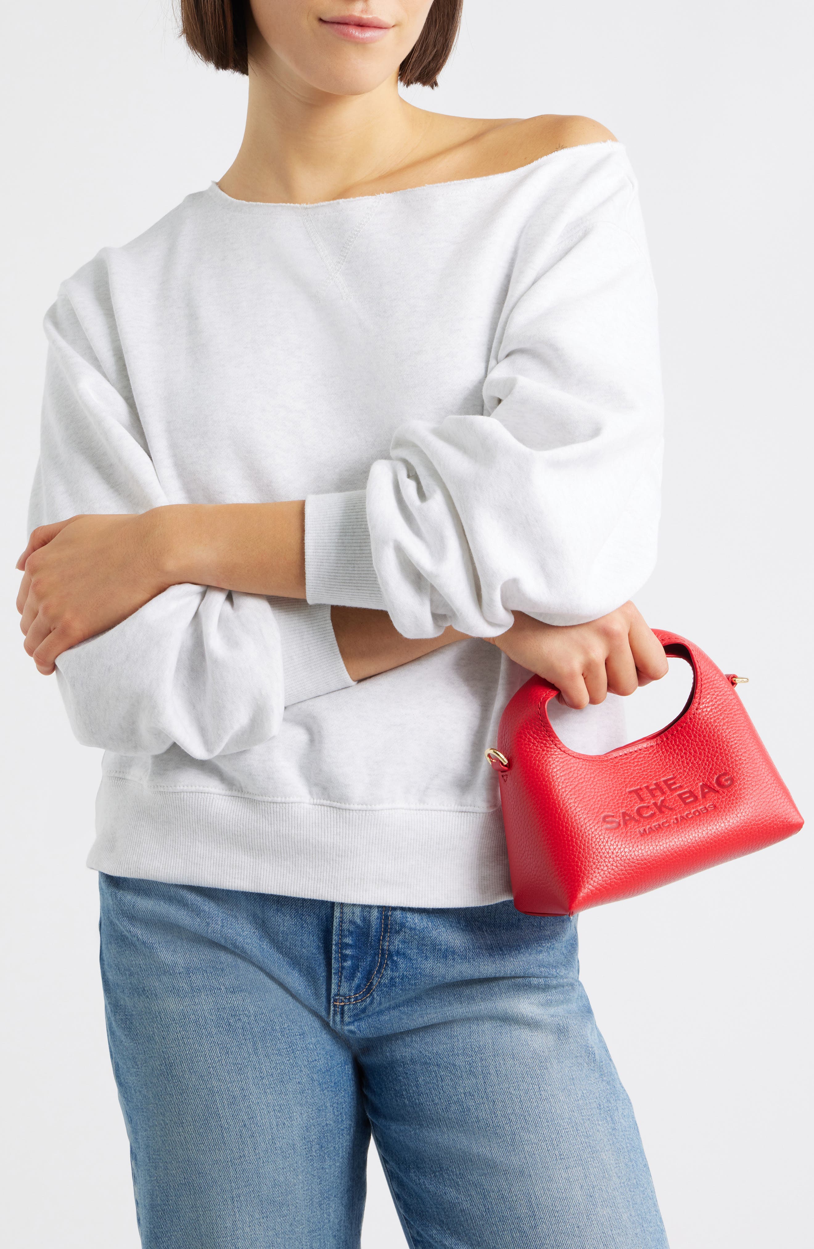 The Micro Crossbody Sack Bag, Alternate, color, TRUE RED