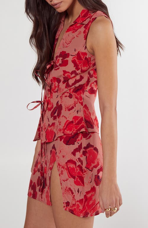 Nasty Gal Floral Print Tie Front Vest In Pink