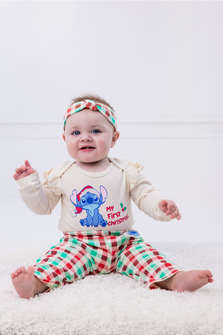 Lilo & Stitch Christmas Bodysuit and Leggings Set, Alternate, color, Stitch Red Plaid