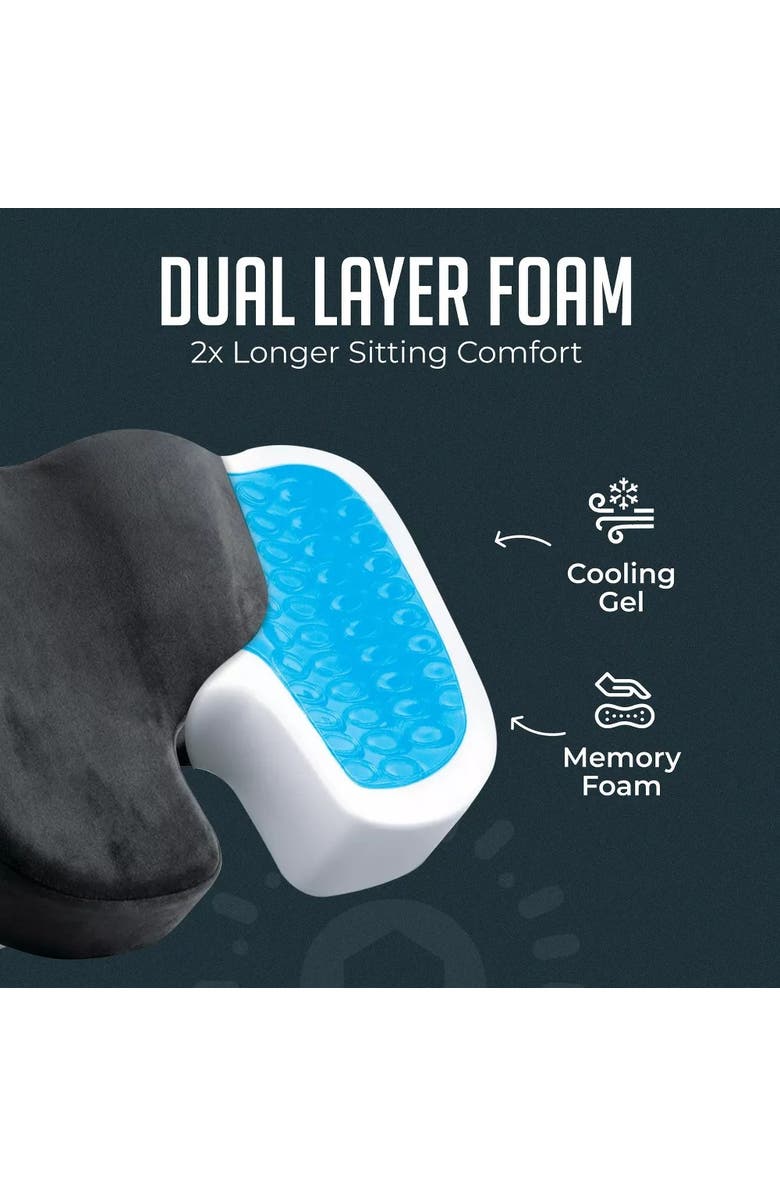 Luminuxe Gel Memory Foam Seat Cushion Cooling Comfort Tailbone Support, Alternate, color, Black