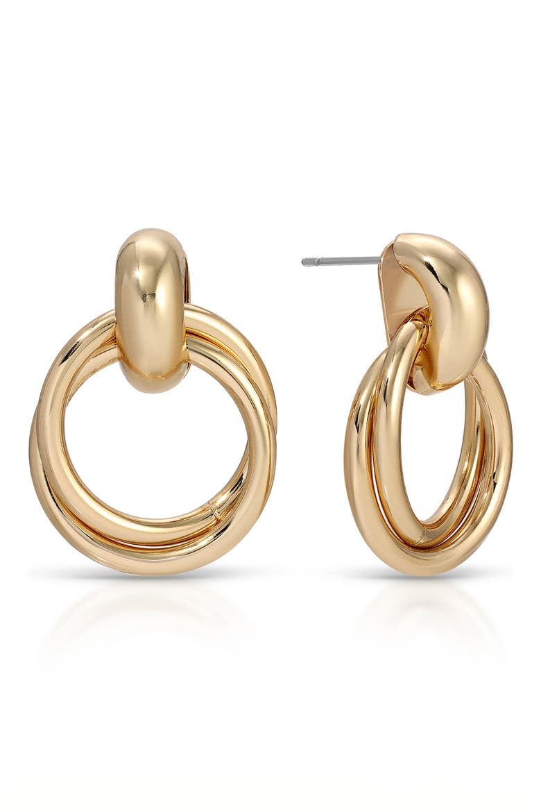 Interlocking Duo Stud Earrings, Main, color, GOLD