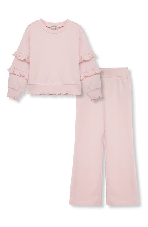 Habitual Kids Kids' Ruffle Sweatshirt French Terry & Sweatpants Set in Light Pink 