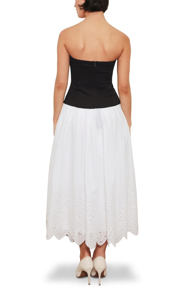 FREEMARKET Strapless Mixed Media Maxi Dress, Alternate, color, White/ Black
