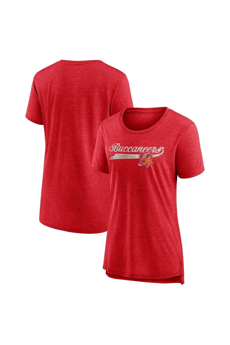 Women's Fanatics Branded Heather Red Tampa Bay Buccaneers Original Play Tri-Blend T-Shirt, Main, color, Heather Red