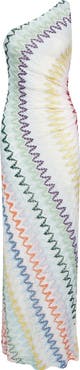 Missoni Metallic Zigzag Raschel Knit One-Shoulder Dress