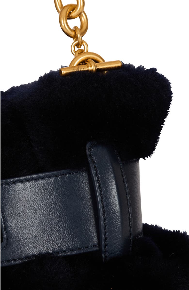 Balmain Mini Anthem Bag In Shearling, Alternate, color, Navy