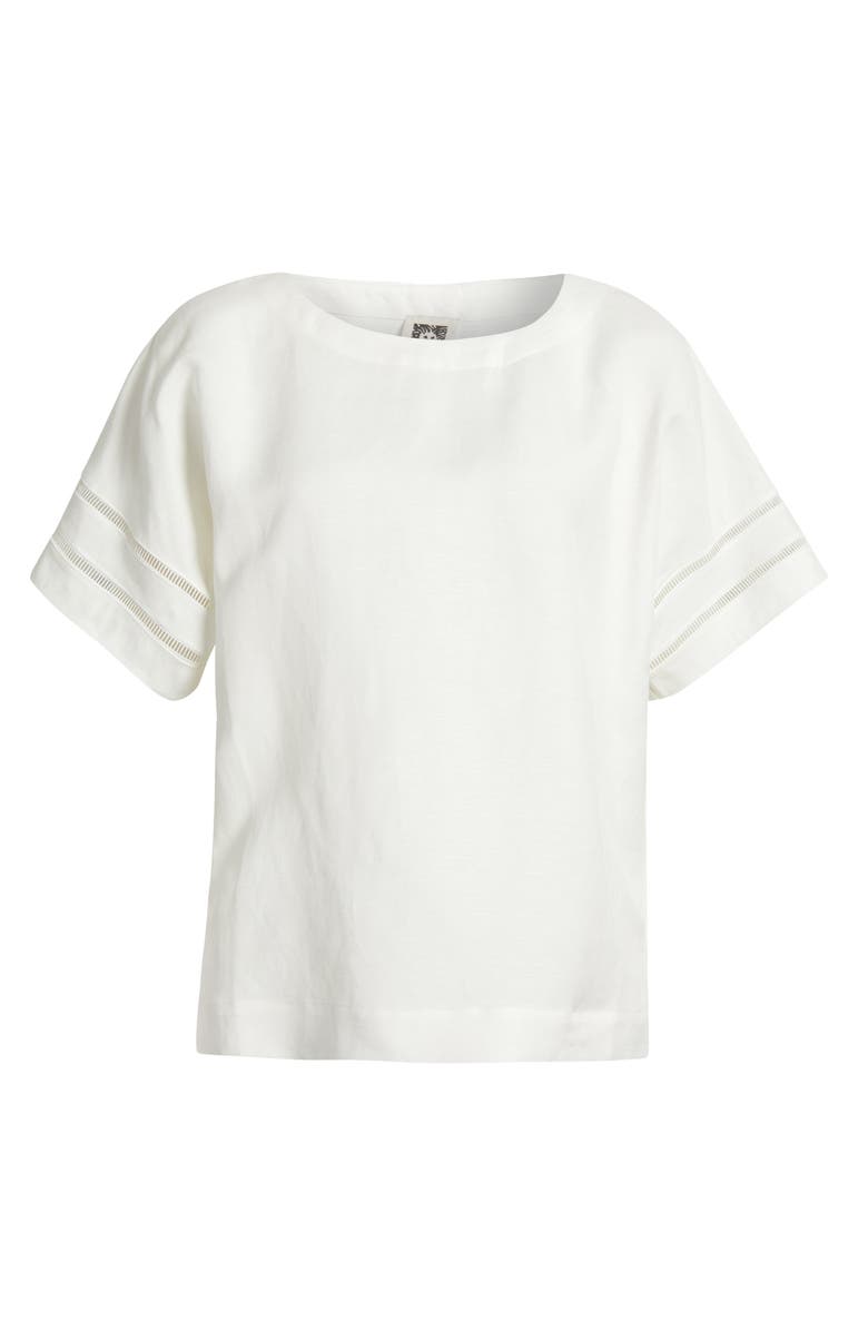 Anne Klein Ladder Stitch Inset Linen Blend Top, Alternate, color, 