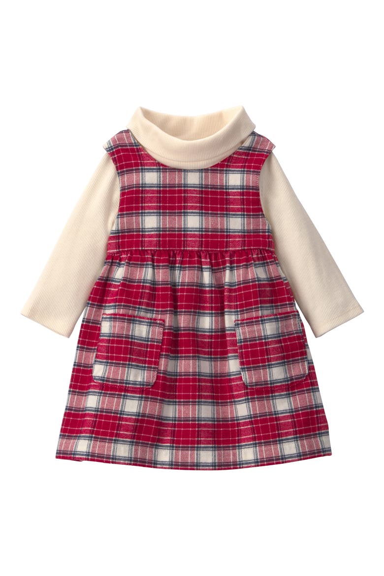 Kids' Plaid Jumper & Turtleneck Bodysuit Set, Main, color, RED PLAID