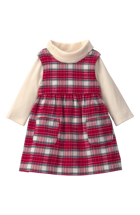 Kids' Plaid Jumper & Turtleneck Bodysuit Set