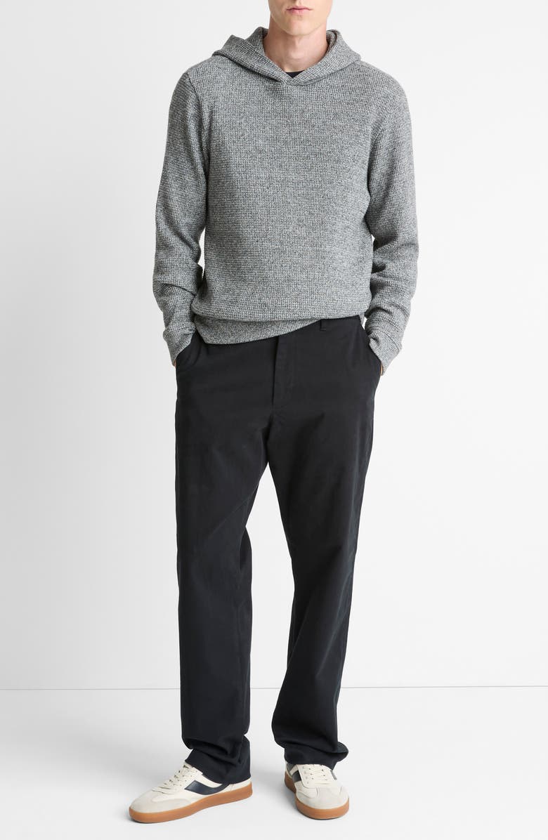 Vince Brushed Waffle Texture Pullover Hoodie, Alternate, color, Heather Black