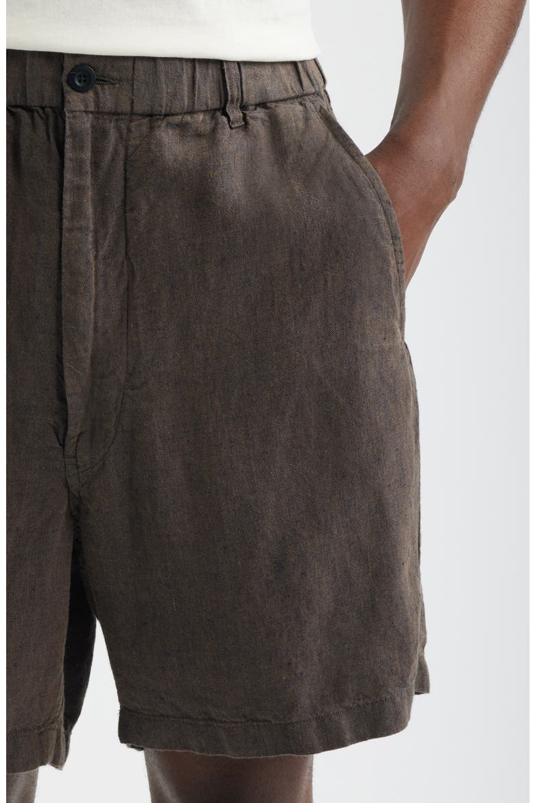 Pull-On Linen Shorts, Alternate, color, CHOCOLATE