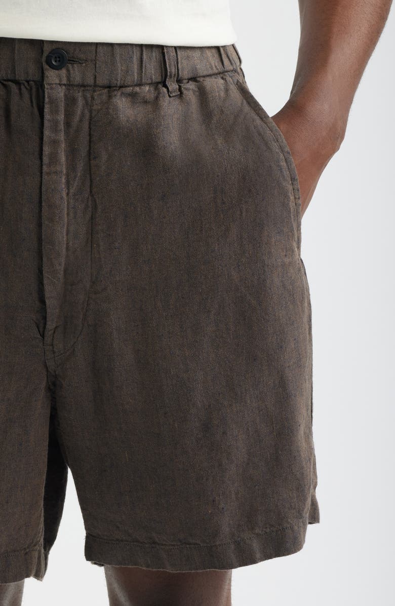 Madewell Pull-On Linen Shorts, Alternate, color, Chocolate