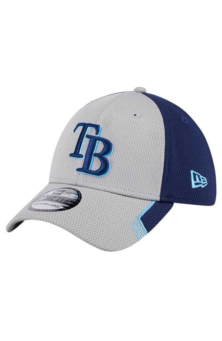 New Era Men's New Era Gray/Navy Tampa Bay Rays Visor Trim 39THIRTY Flex Hat, Main, color, Gray