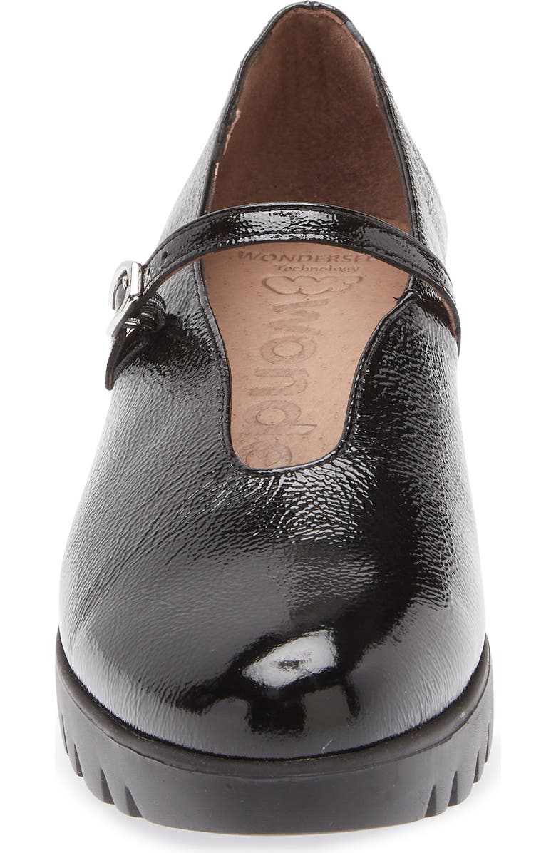 Wonders C-33341 Platform Wedge Mary Jane Shoe, Alternate, color, Lack Black
