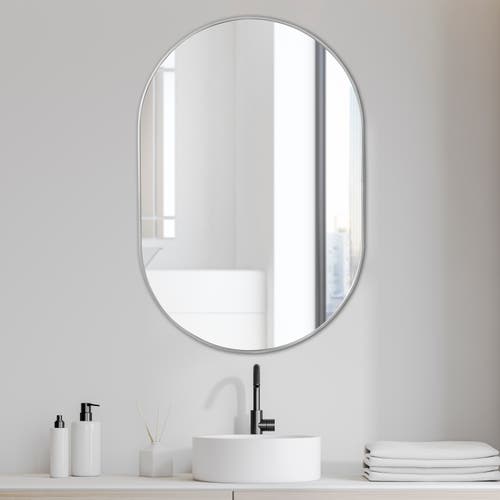 Jonathan Y Milly Medium Oval Metal Framed Wall Mirror In Nickel