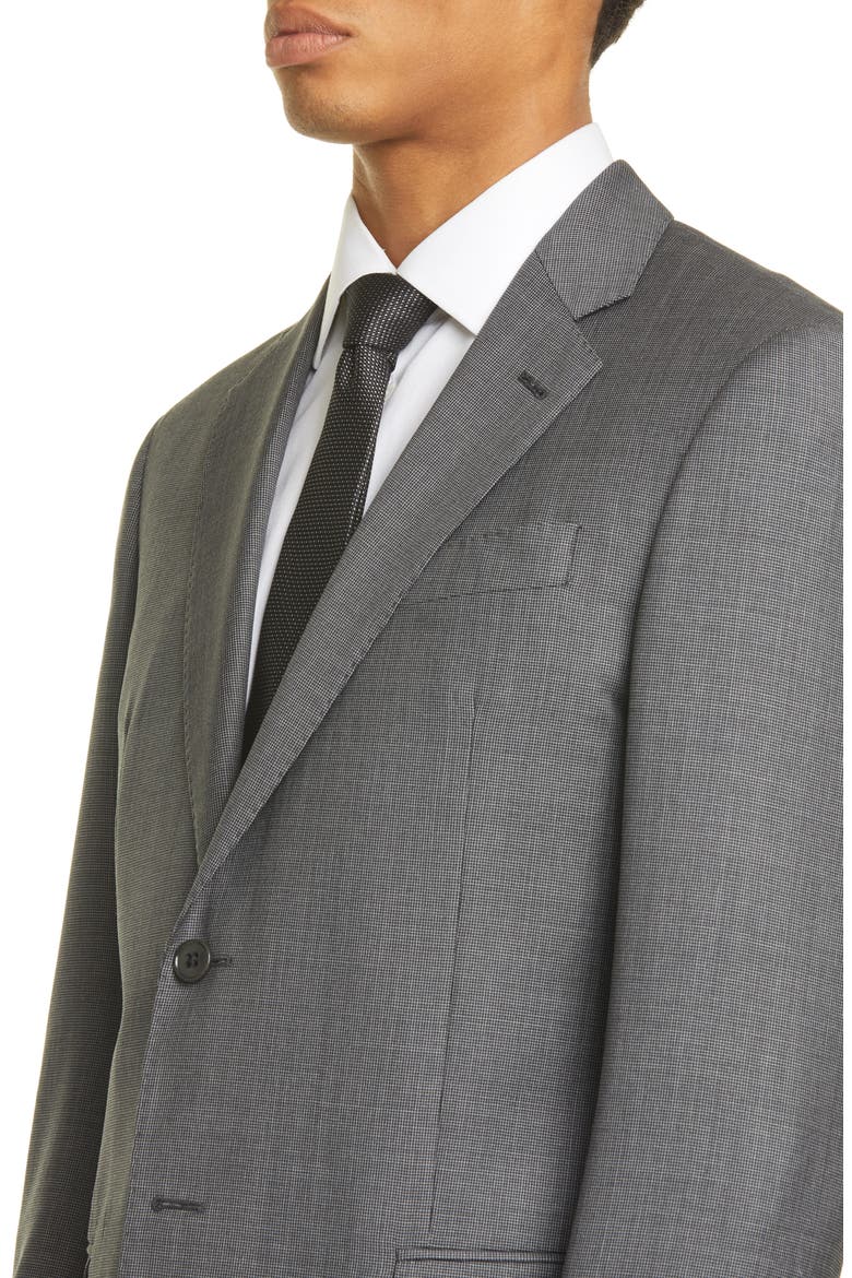 G Line Trim Fit Solid Wool Suit, Alternate, color, MID GREY