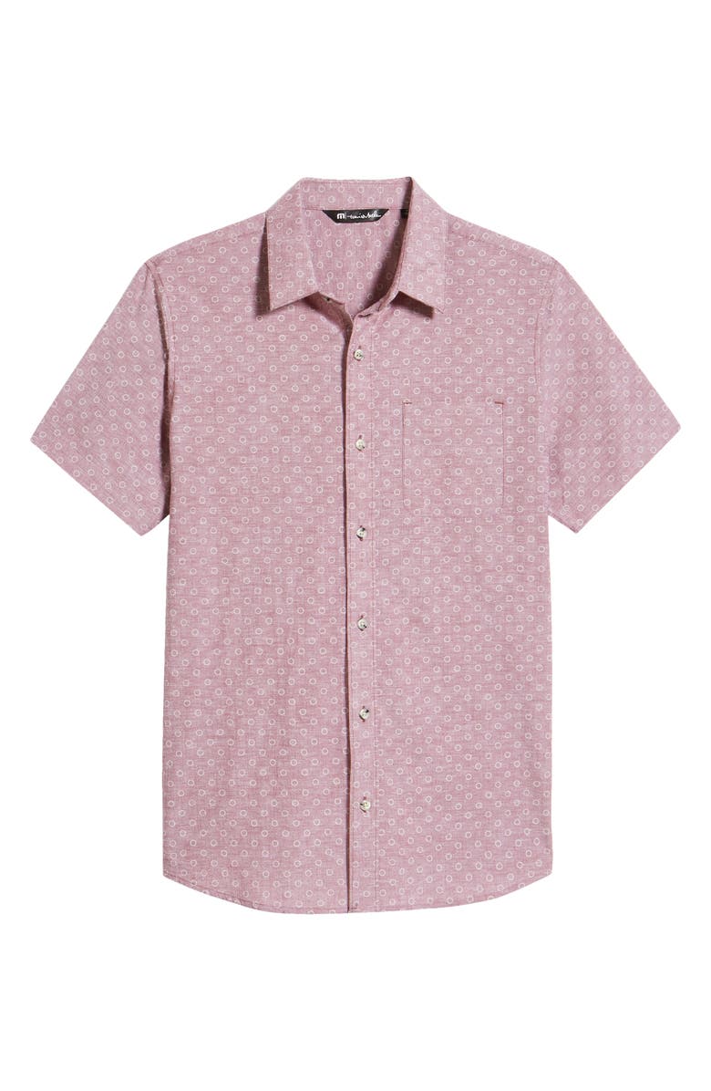 TravisMathew Men's Tyre Print Short Sleeve Button-Up Shirt, Alternate, color,
