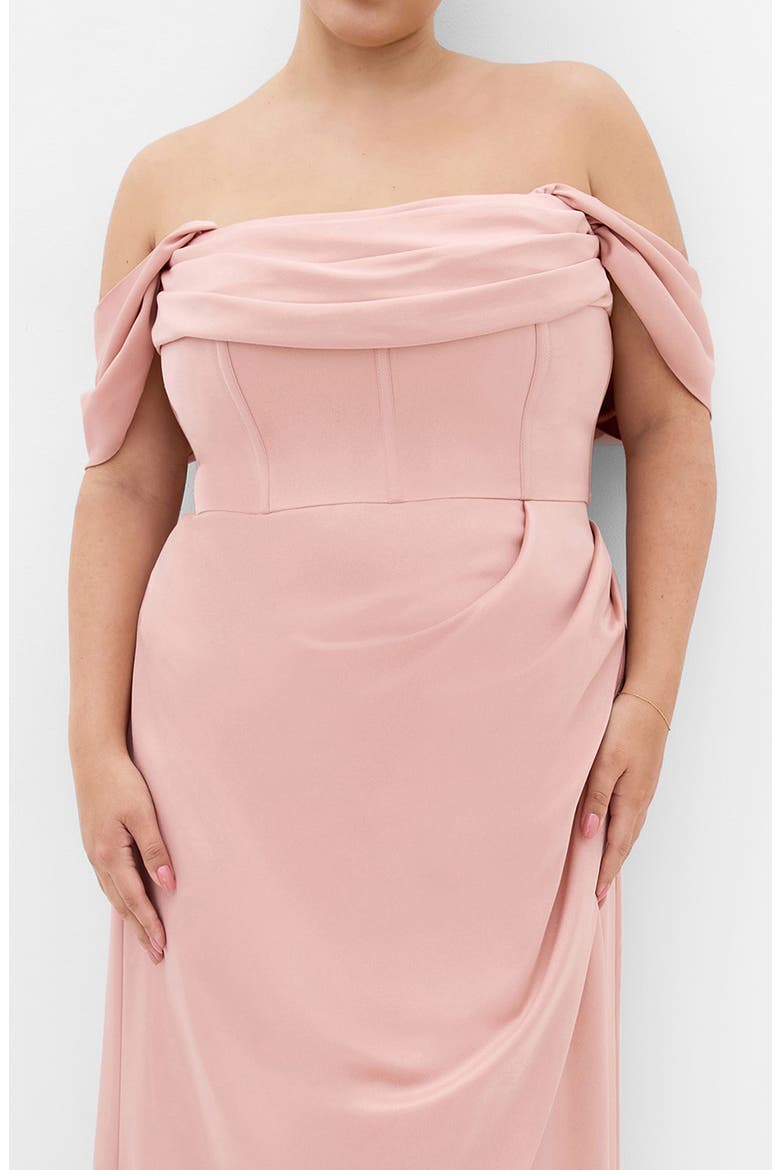 Forbidden Off the Shoulder Maxi Dress, Alternate, color, BALLET PINK