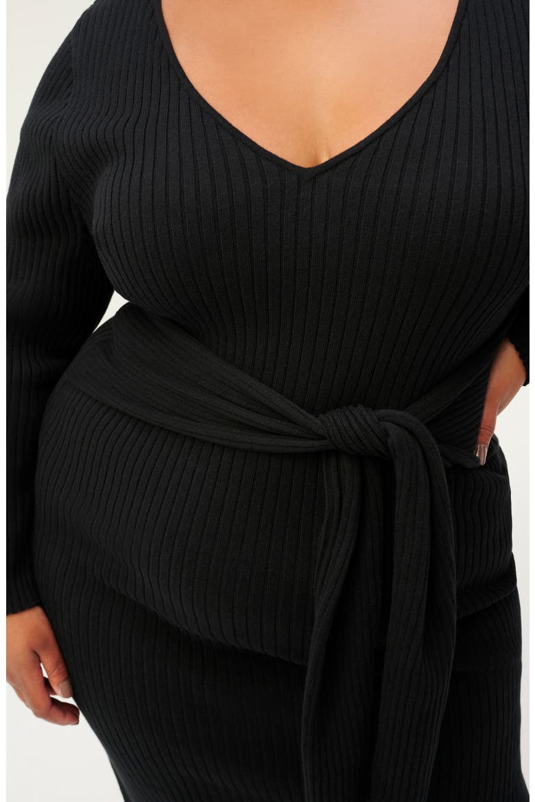 Long Sleeve Belted Body-Con Dress, Alternate, color, BLACK001