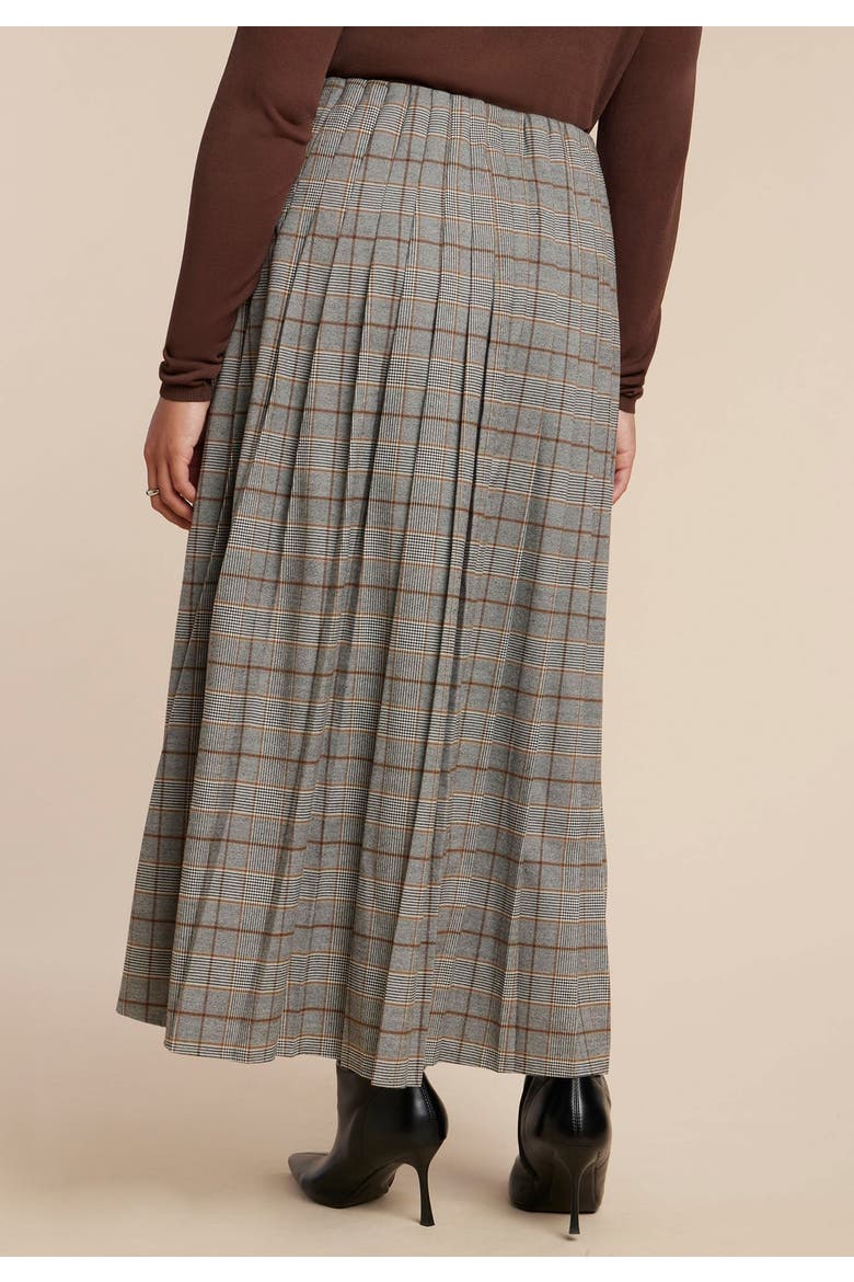 Maxi Pleated Skirt With Buckle Detail And Slit, Alternate, color, GREY PLAID