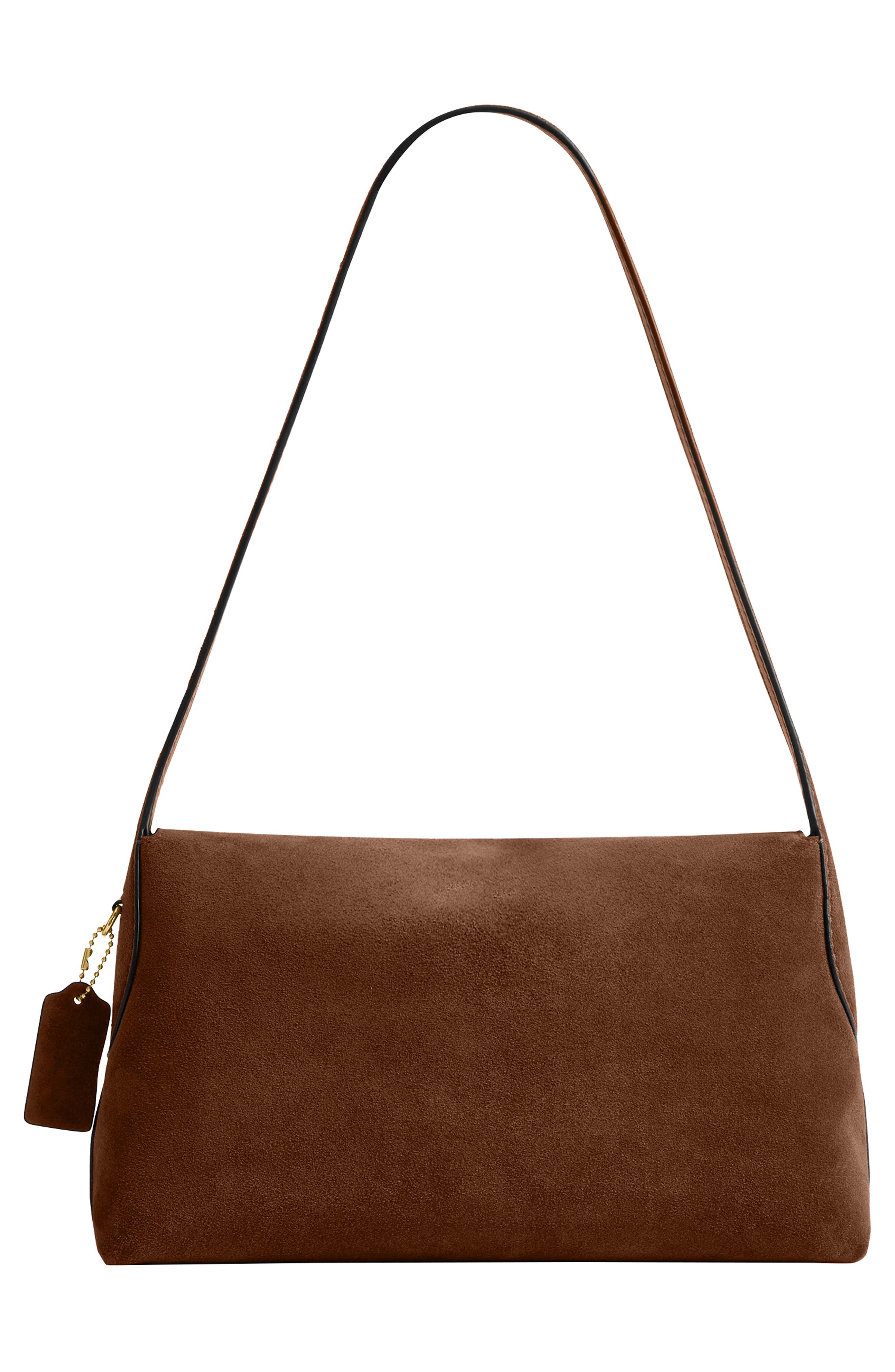 COACH Chelsea 30 Suede Shoulder Bag, Alternate, color, B4/ Warm Brown