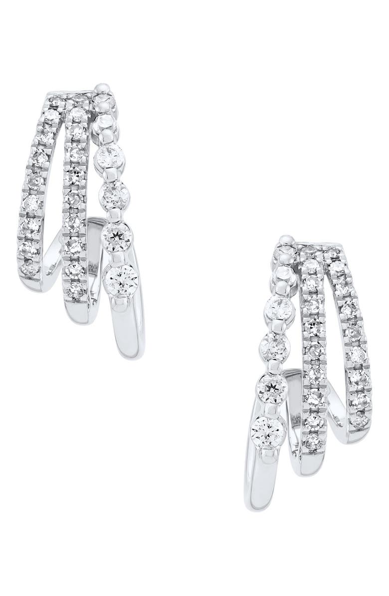 Frankie & Zoe Diamond Hoop Earrings, Main, color, White Gold