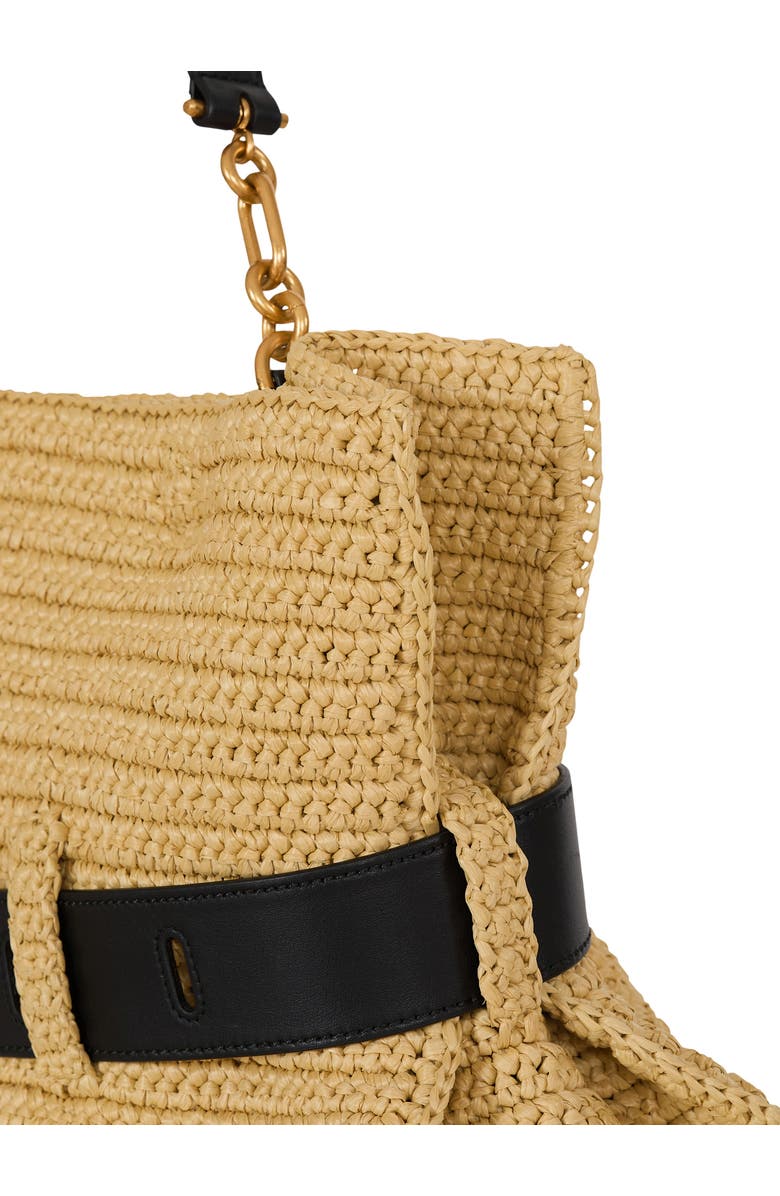 Balmain Medium Anthem bag in smooth leather and crochet, Alternate, color, Beige