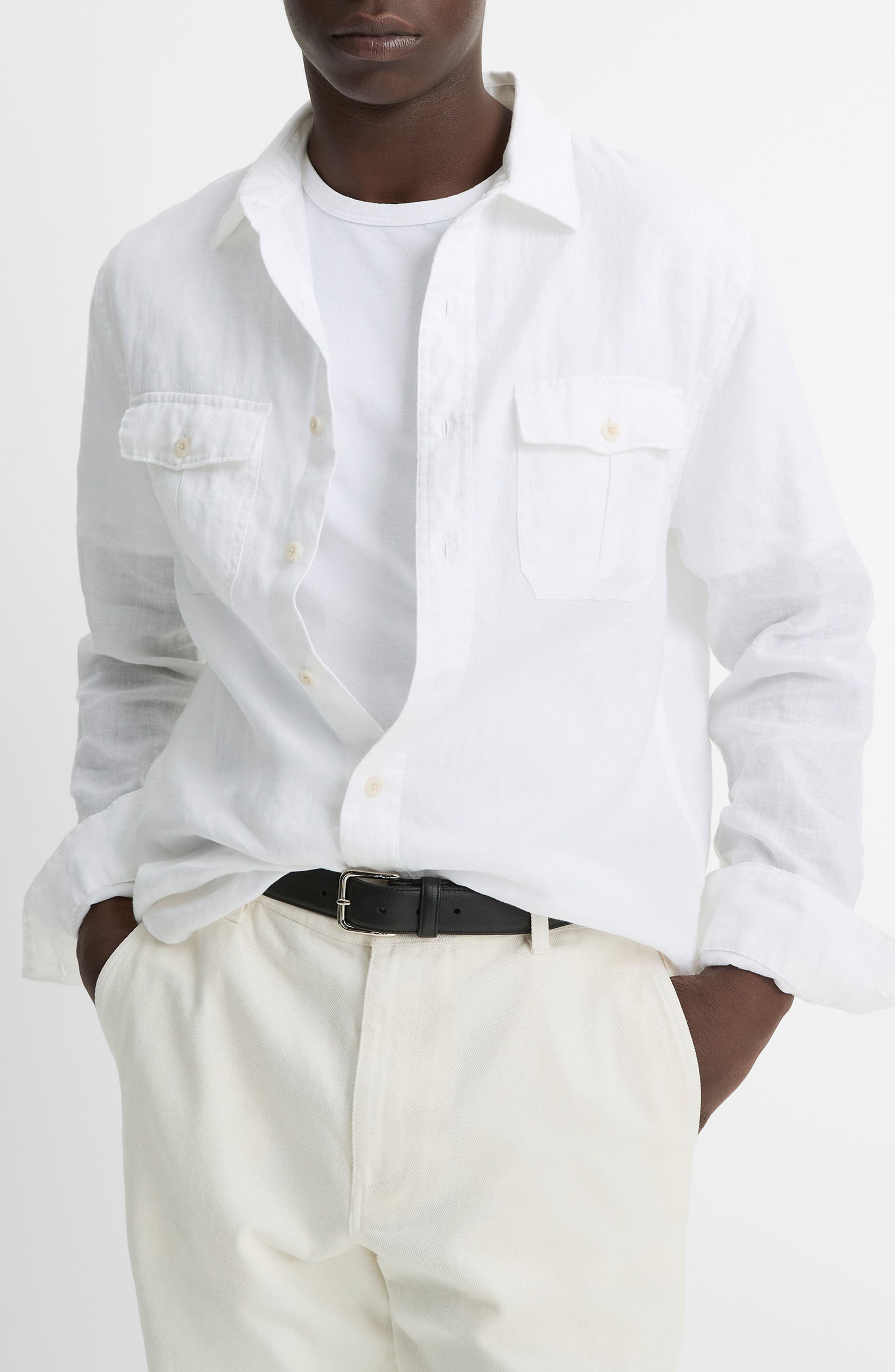 Vince Relaxed Fit Linen Utility Shirt