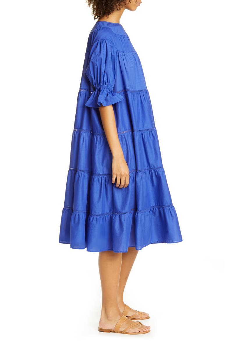 Paradis Open Tier Cotton Midi Dress (Nordstrom Exclusive), Alternate, color, LAPIS