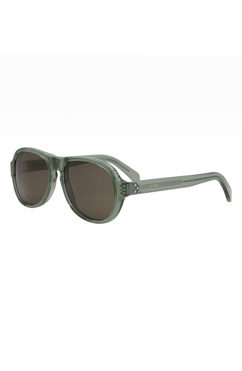 CELINE Bold 3 Dots 56mm Pilot Sunglasses, Alternate, color, Shiny Light Green / Brown