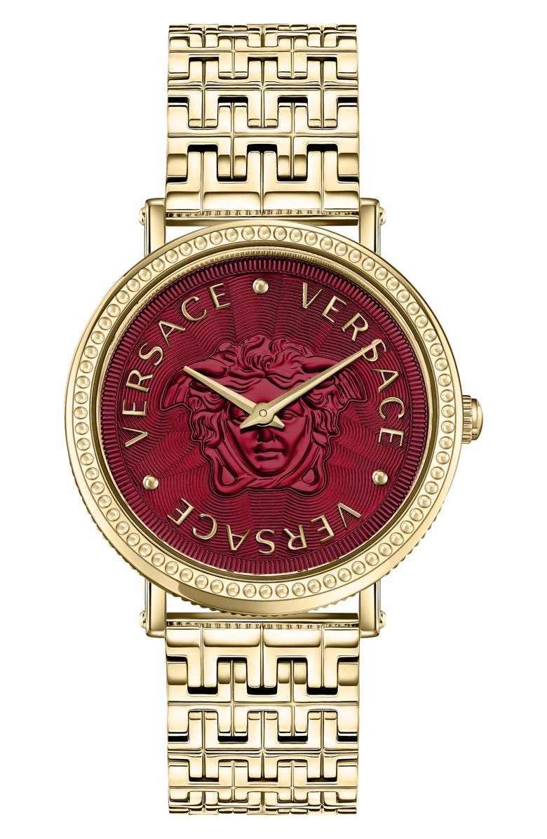 Versace V-Dollar Bracelet Watch, 37mm, Main, color, Ip Yellow Gold