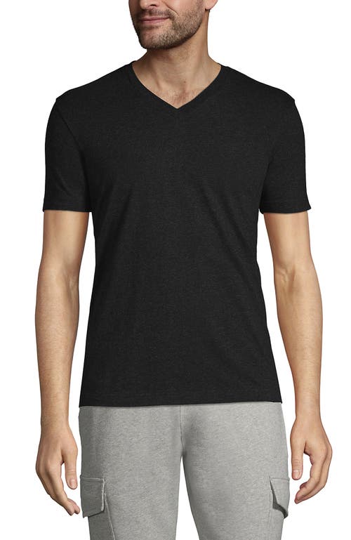 Lands' End Super-t Short Sleeve V-neck T-shirt In Dark Charcoal Heather