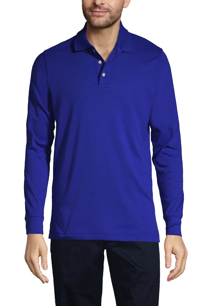 School Uniform  Long Sleeve Interlock Polo Shirt, Main, color, Cobalt
