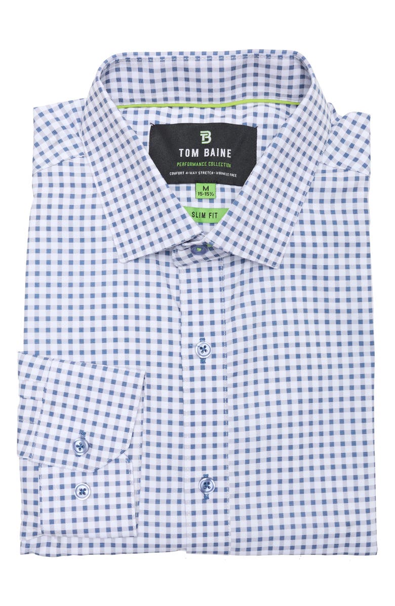 TOM BAINE Performance Stretch Winkle Free Button-Up Shirt, Alternate, color, Navy
